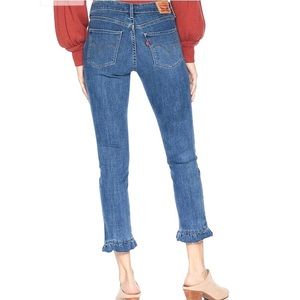 Levi’s Cropped Ruffle Hem Jeans Mid Rise Raw Hem